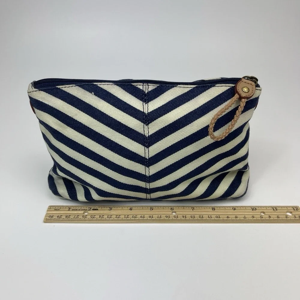 Tommy Hilfiger Cosmetic Makeup Zippered‎ Pouch Cloth Classic Stripes Vintage